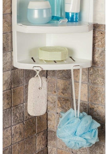 Primanova Banyo Köşe Rafı Kapaklı Şeffaf S05 Çok Renkli