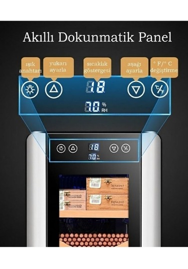 Elektrikli Puro Nemlendirici Kabin 8l Sessiz Kontrol, Çift Cam Kapı