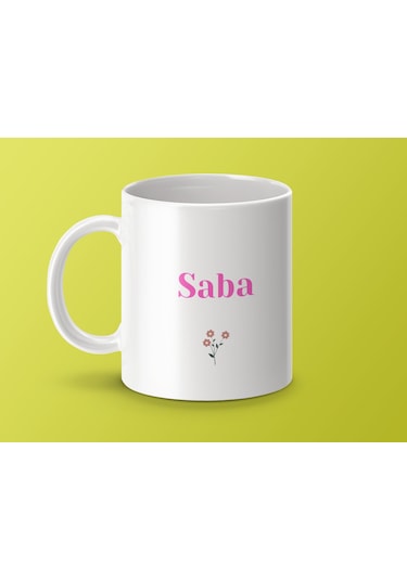 Saba İsimli Kupa Bardak, İsimli Bardak, Hediye Kupa Bardak, Kahve Kupa Bardak