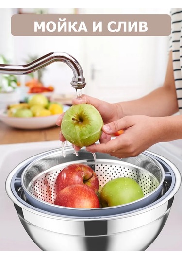 Teamfar Paslanmaz Çelikle Mutfak İçin Süzgeçli Ve Rendeli Kase Seti 303772980