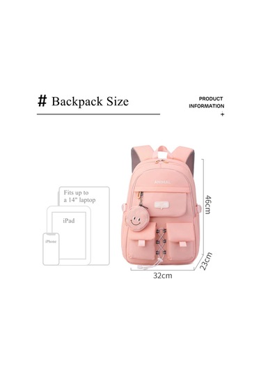 Yifomall Lacivert Nylon Üniversite Öğrencisi Sırt Çantası, Kolay Kemer Tasarımı, Çift Taraflı Cep, Organize Bölmeli, 32x23x46 Cm, 600g Çok Renkli