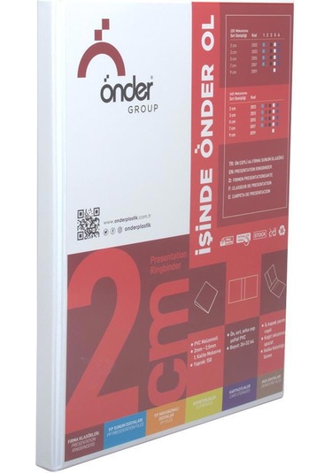 Önder 2 Halkalı Klasör Pvc Cepli 2 Cm - Beyaz Beyaz
