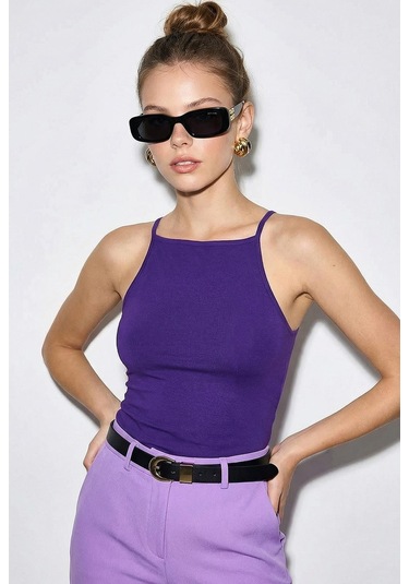 Shade Kadın Halter Yaka Saran Basic Bluz 60251253 - Mor