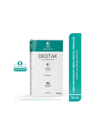 Deotak Mentol Ferahlığı 7 Güne Kadar Etkili Krem Deodorant 35 ML