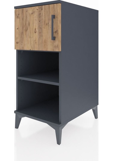 Kronos Komodin 2 Raflı Tek Kapaklı 44x59x96 Antrasit-çam Antrasit