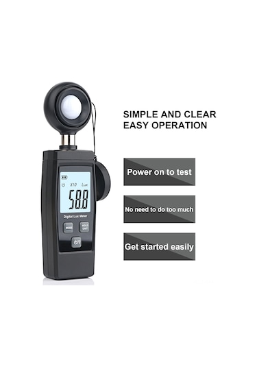 Ximistore9 Taşınabilir Işık Ölçer - 200.000 Lux'a Kadar Hassas Aydınlık Ölçüm Cihazı, Max/mın Veri Tutma, Siyah Rz851