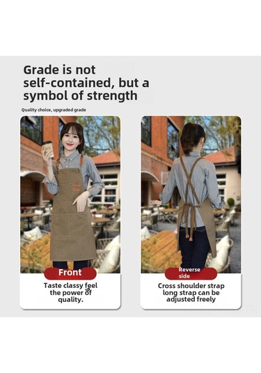 Yuntech01 Mutfak Ve Kahve Dükkanları İçin Suya Ve Yağa Dayanıklı, Estetik Tasarım, Özel Yazı Baskılı Çalışma Apronu - Mavi