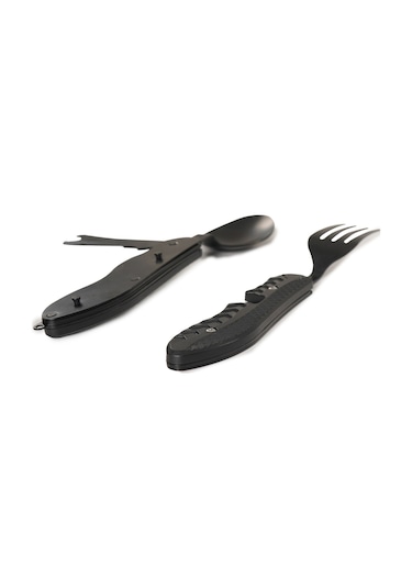 Urban Badger Herja Katlanabilir Çatal Bıçak Kaşık Seti Siyah