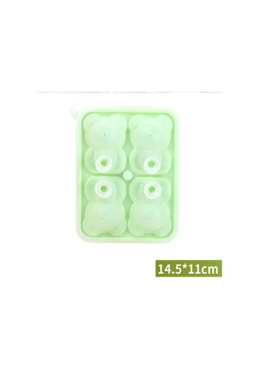 Hangfox Mint Yeşili Ayı Figürlü Buz Kabiği - Evde Buz Hazırlama Kalıbı Çok Renkli