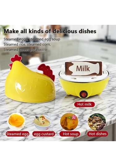 Elmpaly Küçük Ev Tipi Çok Amaçlı Sarı Elektrikli Yumurta Pişirici 7'li Kapasite Otomatik Kapama
