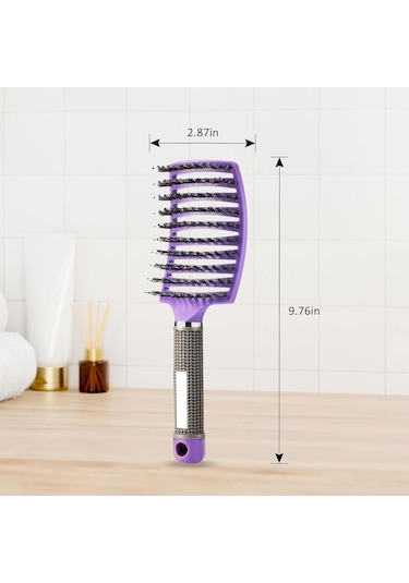 Saç Fırçası, Daha Hızlı Fönleme İçin Havalandırmalı Fırça, Islak Kuru Kıvırcık Kalın Düz Saçlar İçin Saç Fırçası Mor Mor