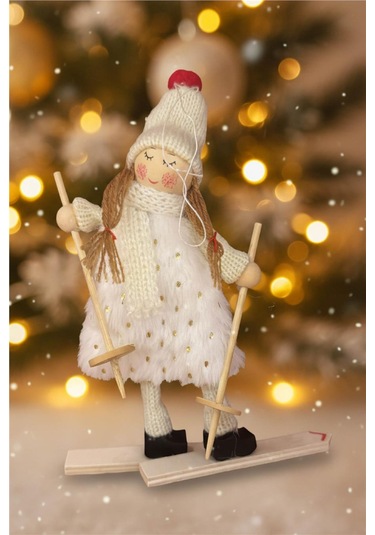 Yılbaşı Ağaç Süsü Kayaklı Noel Figürü