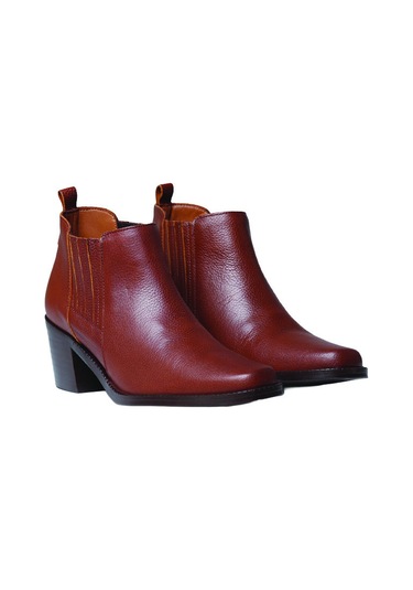 Camel Bot Kadın Utıel Toni Pons Leather Cowboy Ankle Boots Wıth Heel kahverengi