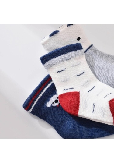 Biorganic Papyonlu Koala 3'lü Bebek Çorabı 68447 Lacivert