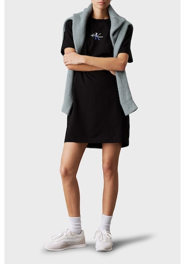 Calvin Klein Bayan Elbise J20j225273 Beh Siyah Siyah