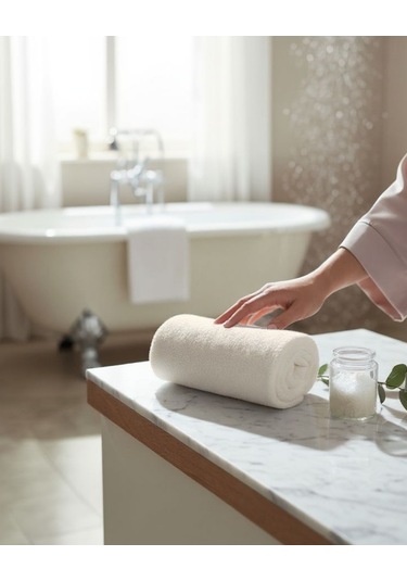 %100 Pamuk Velune Banyo Havlusu Kırık Beyaz 50x85 Otel Serisi Beyaz Ekru