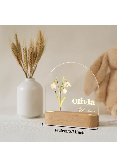 Besthome1 Kişiye Özel Doğum Günü Çiçek Gece Lambası - July Desenli Usb Led Neon Hediyelik Sıcak Işık