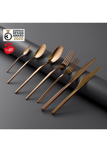 Jumbo 5100 Quartz Titanyum Bronz 12 Kişilik 84 Parça Çatal Kaşık Bıçak Seti Titanyum Bronz