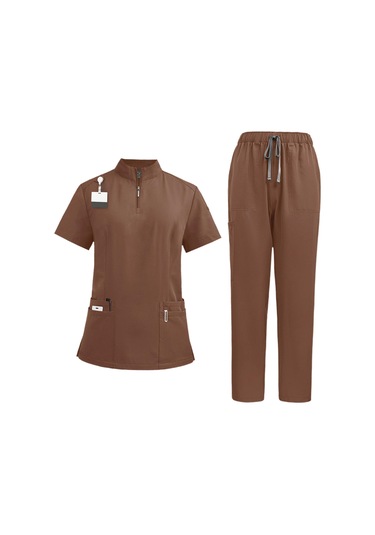 Suntek Hemşirelik Ovma Seti Üst Ve Güzellik L-kahverengi