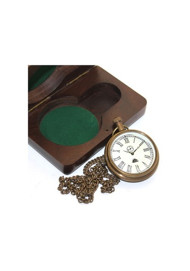 Ahşap Kutulu Pirinç Köstekli Saat Model 7