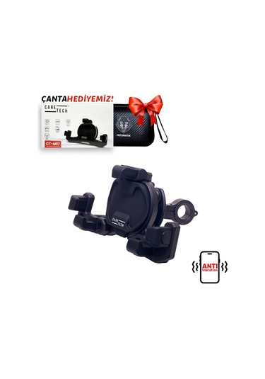 Ct-m17 Telefon Tutucu Titreşim Özellikli Motosiklet Gidon Yatay Kullanım Su Geçirmez Üniversal Siyah