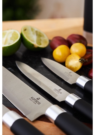 Karaca  Skycut 6 Parça Standlı Satırlı Bıçak Seti Siyah