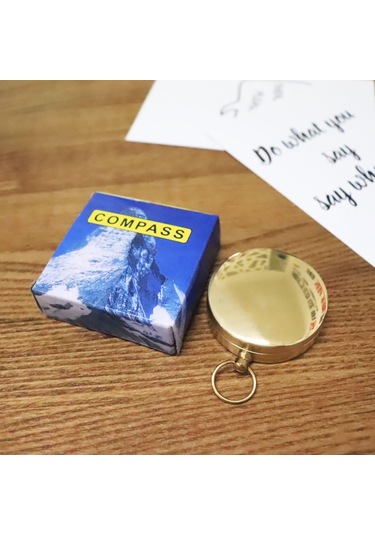Yaozixa Tahta Kapağı G50 Kuprum Pusula - Doğa Yürüyüşü, Dağcılık İçin Gece Işıklı, Taşınabilir, Dayanıklı Multifonksiyon Kompas