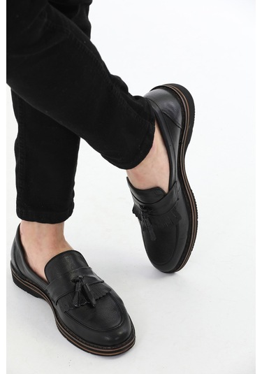 M.Karaca Hakiki Deri Ortopedik Taban Klasik Erkek Ayakkabı Siyah