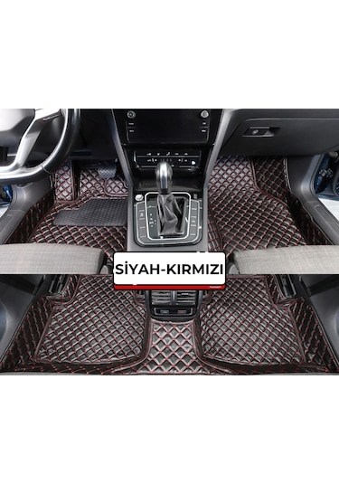 Renault Reno Latitude Siyah Üzeri Kırmızı Dikiş 8d Diamond Kaymaz Deri Oto Paspas