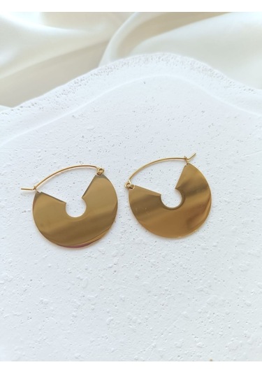 Çelik Plaka Küpe Altın