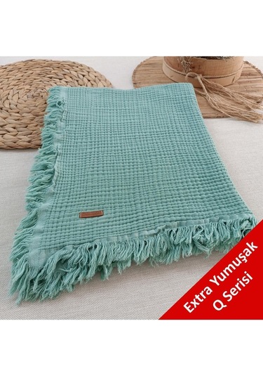 %100 Pamuklu 4 Kat Müslin Bebek Battaniyesi 90x120 Cm - Kiremit Mevsimlik Bebek Örtüsü - Oscar Mint