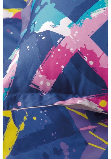 Play 210 Tc 83 Tel Dijital Pamuk Saten Tek Kişilik Nevresim Takımı Çok Renkli