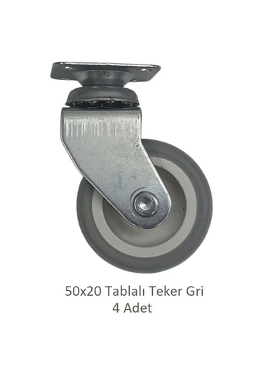 Ofis Koltuk Dolap Etajer 360 Derece Döner 50 X 20 Tablalı Teker Gri 50 Mm 4 Adet Gri