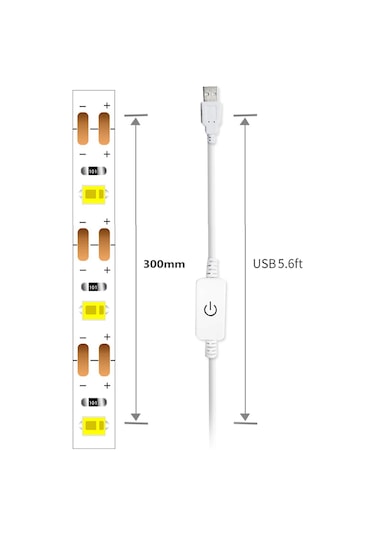 Ximistore9 Sewing Machine Led Aydınlatma Şeridi 5v 2835 Model Su Geçirmez 300mm Dürtme Anahtarlı Kolay Kurulum Çok Amaçlı Işık Kaynağı