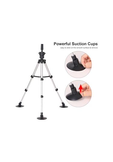 Leezsing "3 Emişli Ayarlanabilir Saç Modeli Standı - Hafif Ve Sağlam Alüminyum" Siyah