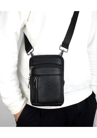 Erkek Çanta Omuz Askılı Çanta Postacı Erkek Omuz Çantası Siyah