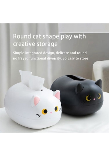 Xurunkeji Sevimli Oturma Odası Peçete Saklama Kutusu Mutfak Kağıt Kutusu Masaüstü Tuvalet Kağıdı Tutucu Banyo Yatakhanesi İçin - Siyah Siyah