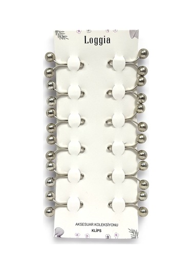 Eşarp Şal Klipsi Gümüş 12 Adet İnci Model - Klips Kadın Tesettür Aksesuar İğne Gümüş