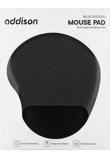 Addıson 300521, 250x197x5mm, Bileklik Destekli, Mouse Pad Siyah Diğer