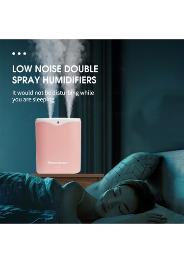 Homuserr 2.2l Çift Spreyli Nemlendirici Led Işık Soğuk Buhar Otomatik Kapatma Fonksiyonu Olan Taşınabilir Masaüstü Nemlendirici Yatak Odası Ev Bebek Odası İçin