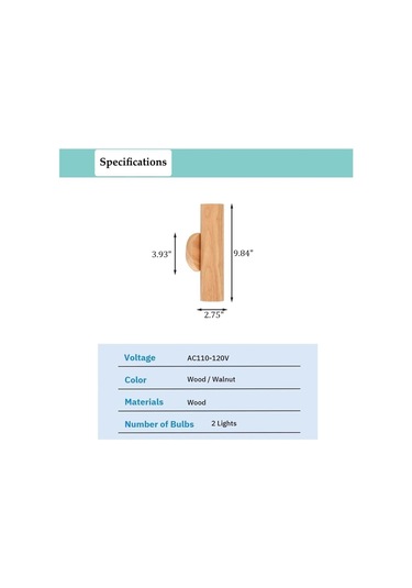2 Işıklar Ülke Duvar Lambası İç Mekan Kısaltılabilir Led Ceviz Ceviz