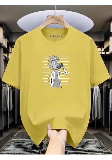 Adam Baskılı Oversize Siyah T-shirt Çok Renkli