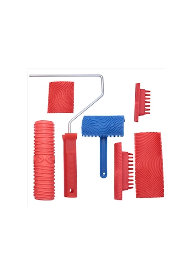 Xurunkeji Ahşap Desenli Alet Seti, 6 Adet 7 İnçlik Desenli Boyama Aleti Ahşap Doku Boya Rulosu Ahşap Desenli Aletler Duvar Odası Sanatı İçin