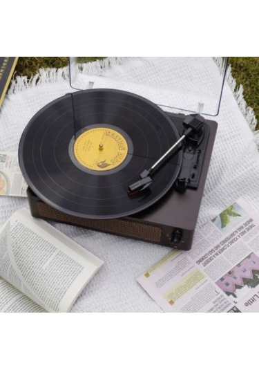 Fomix Fm-108 Koyu Kahverengi Hoparlörlü Bluetoothlu Pikap Plak Çalar Kahverengi