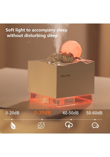 Moon Meteorite Mini Nemlendirici Renkli Gece Işıklı Beyaz