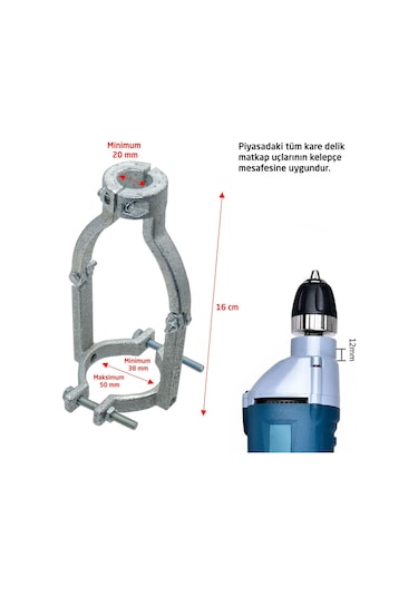 Rox Wood 0271 Kare Delik Zıvana Adaptörü 10 Mm Matkap Uçlu