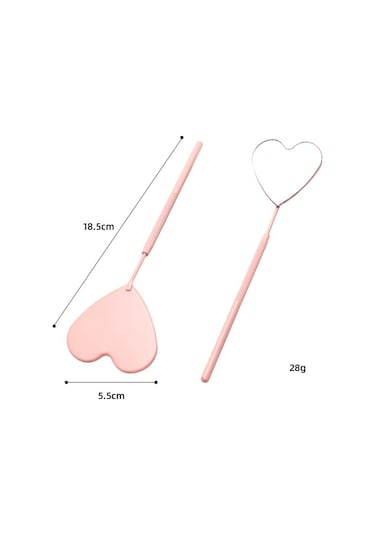 Sones Paslanmaz Çelik Kalp Şeklinde Aşılama Kirpik Muayene Aynası Güzellik Aleti Kız Pembe