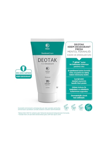 Deotak Mentol Ferahlığı 7 Güne Kadar Etkili Krem Deodorant 35 ML
