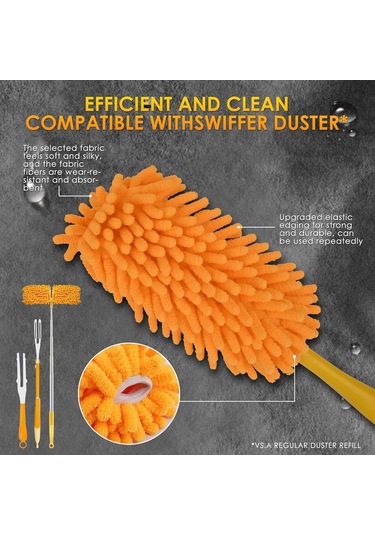 Kangvka Yeniden Kullanılabilir Mikrofiber Toz Temizleyici Takma Uç Çoğu Koluyla Uyumlu, 4 Adet