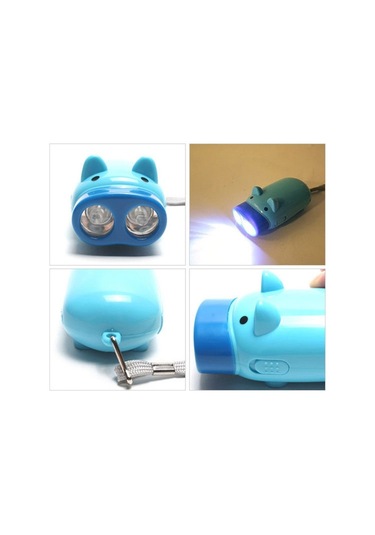 Sones 3 Adet El Presli Güçlendirilmiş Karikatür Domuz Şekilli El Feneri, Acil Durum Led'i, 2 Işık, Askılı, Rastgele Renk Teslimatı Çok Renkli